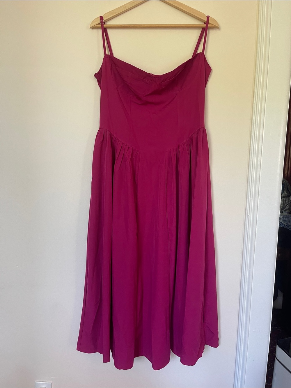 Source Unknown Bold Fuchsia Spaghetti-Strap Midi Dress